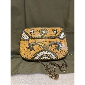 Antik Kraft Bohemian Style Womens Metal Honey Clutch/ Crossbody Bag